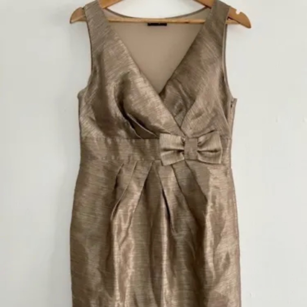 Women's Dress Size 12 Brown Sleeveless Principles Linen Knee Length with Bow